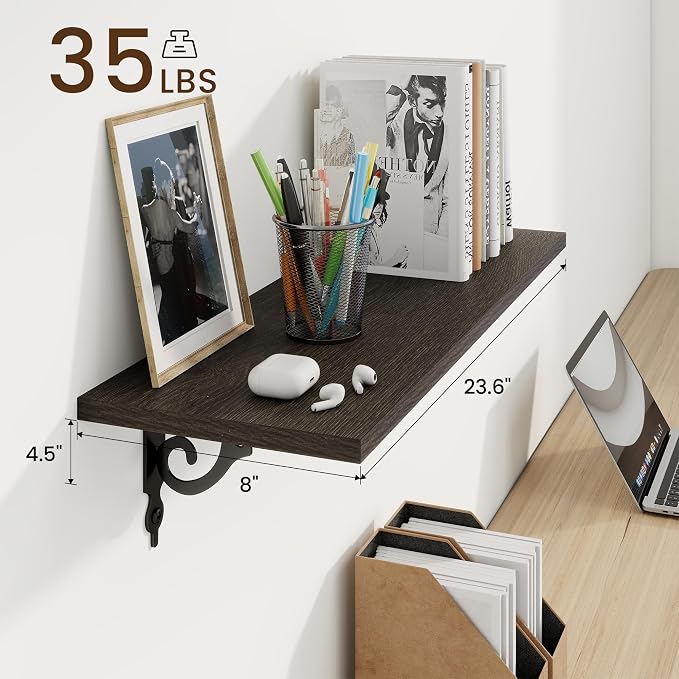 RICHFOCUS Floating Shelves for Wall Decor, 24Inch Shelves Set of 2, 24W x 8D - Image 3