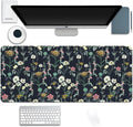 Dark Botanical Flowers Mouse Pad, Extended Black Plant Floral Mousepad Desk Pad by Unknown