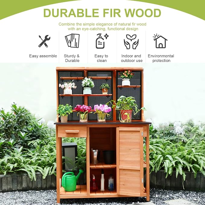 Outdoor Potting Bench, Wooden Potting Table - Image 8