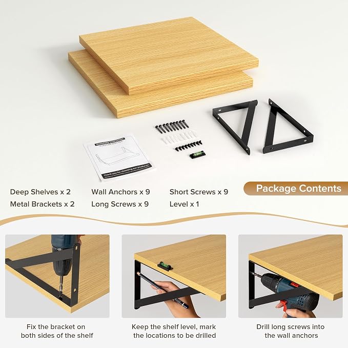 Deep Floating Shelves Wall Mounted, Living Room, Office - Image 5