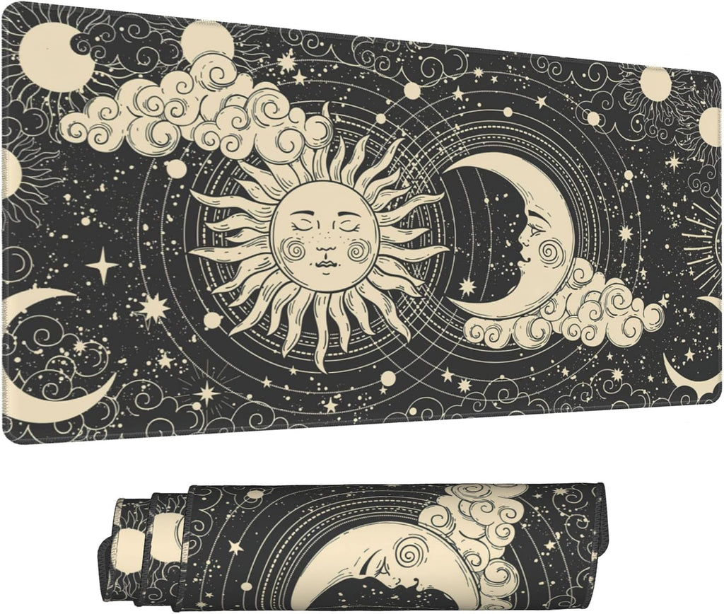 Desk Mat,Celestial Sun and Moon Extended Gaming Mouse Pad for Office