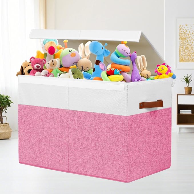 Large Toy Box with Lid, Sturdy Toy Storage Chest Bin Boxes Organizer Basket - Image 4