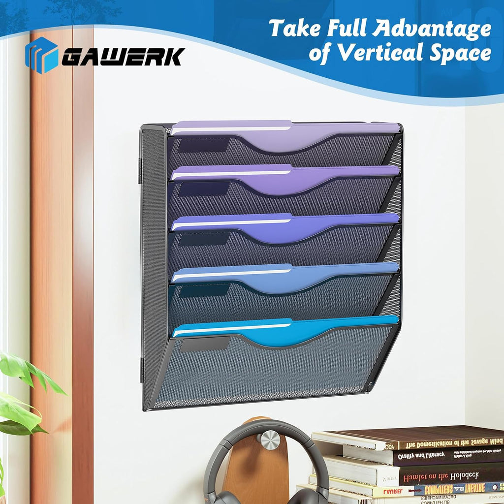 5 Tier Hanging Wall File Organizer, Mesh Mail Paper Orgnization