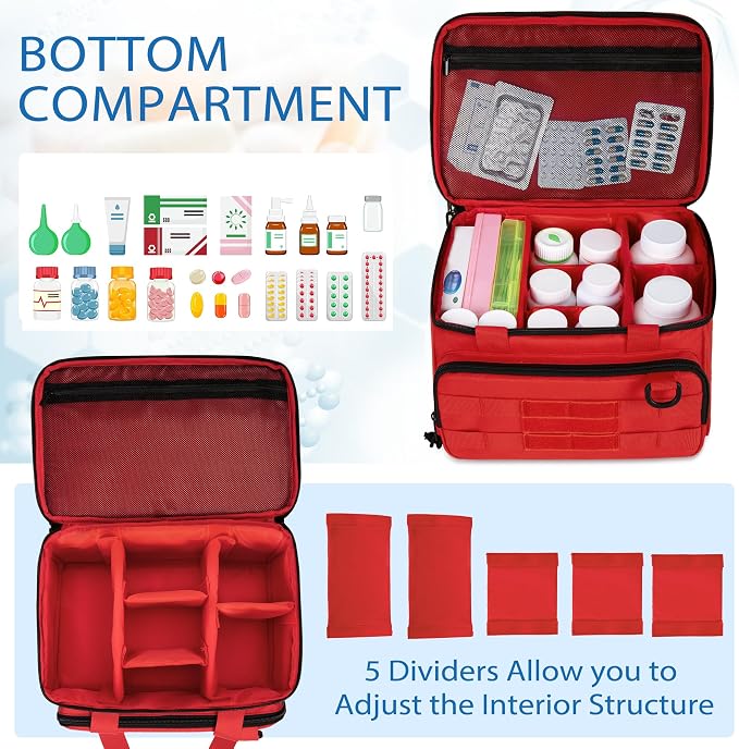 CURMIO Tactical Pill Bottle Organizer Case, Double Layers Medicine Storage Bag - Image 3