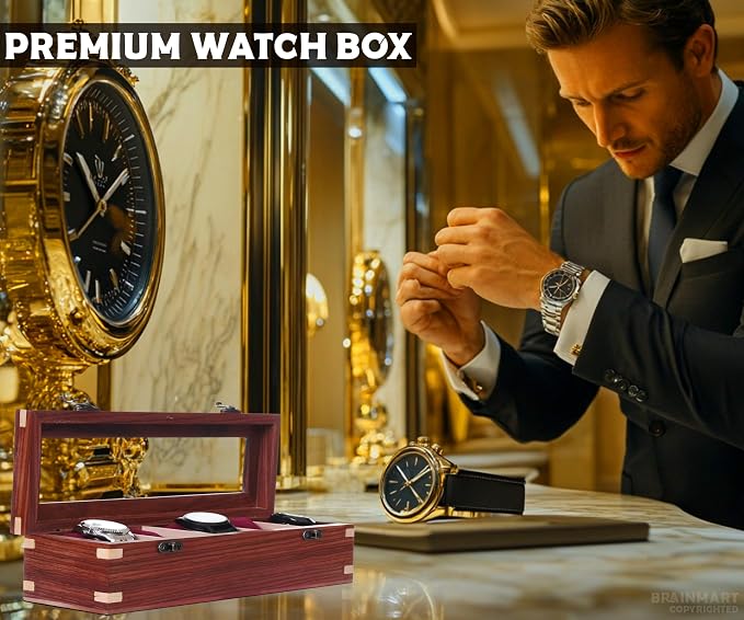 Wooden Watch Box for Men & Women, Watch Organizer & Display Case, Premium - Image 2