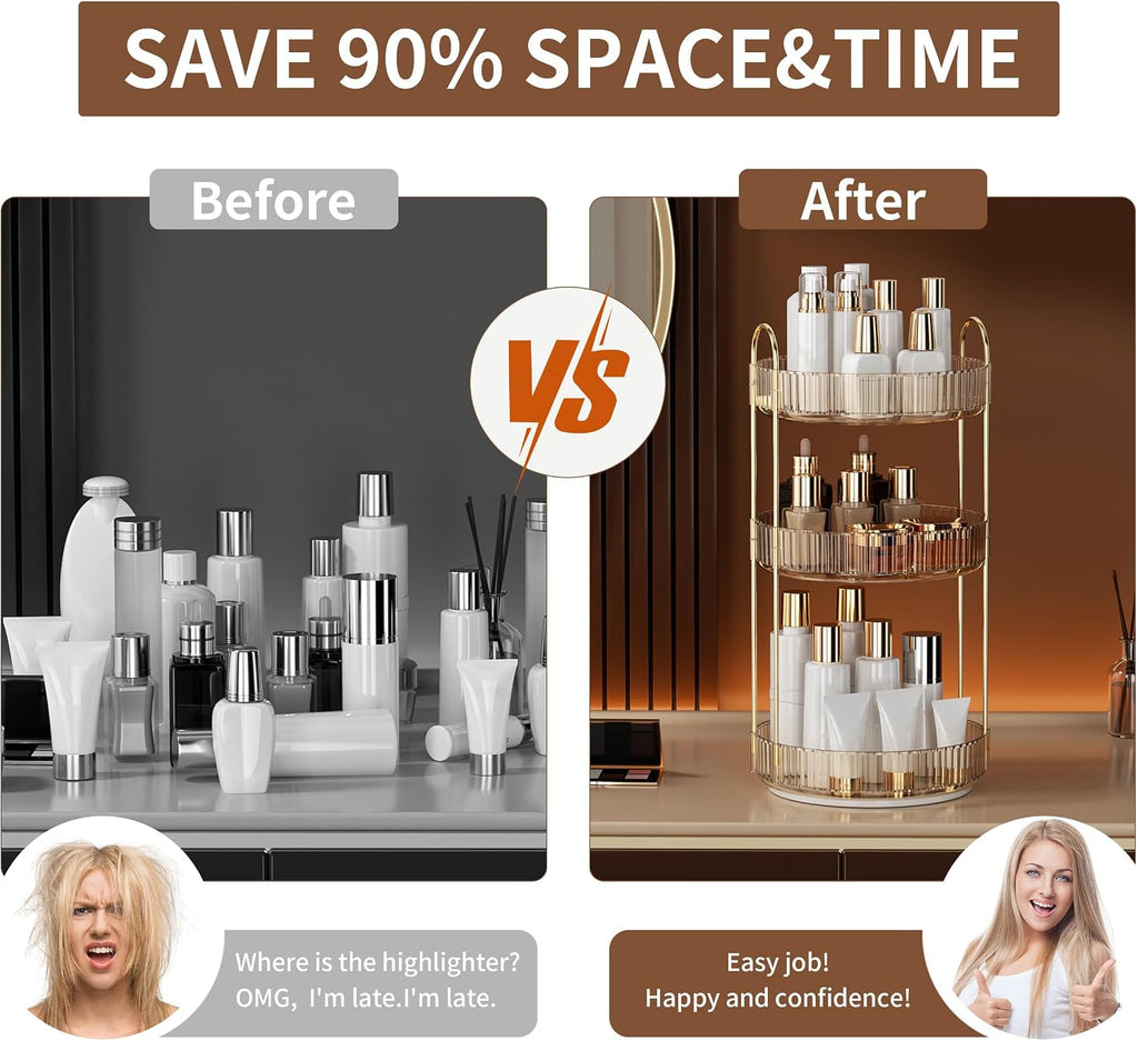 YCIA&DONE 360 Rotating Makeup Organizer and Storage for Vanity