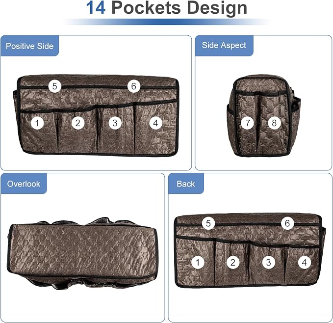 TV Remote Control Holder for Armchair, Arm Chair Caddy for Recliner 14 Pockets - Image 3