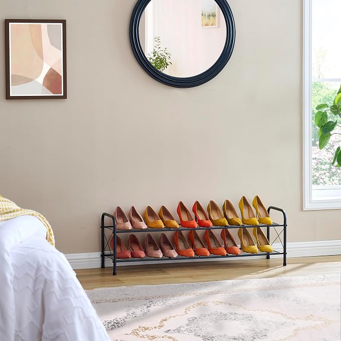 Hoctieon 2 Tier Shoe Rack for Closet, Durable Mesh Style Shoe Rack, Entryway - Image 5