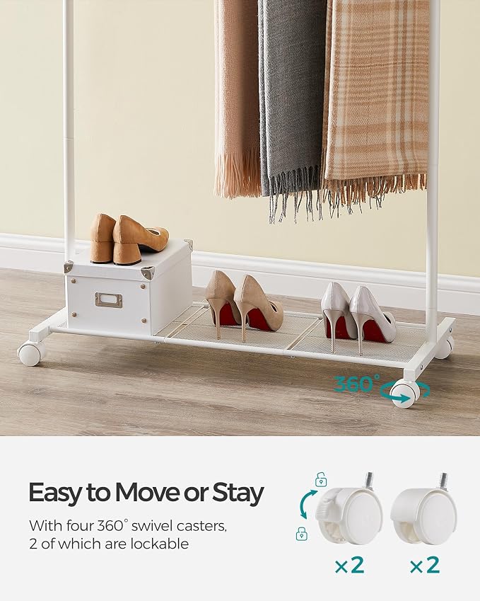 SONGMICS Clothes Rack with Wheels, Double-Rod Clothing Rack - Image 6