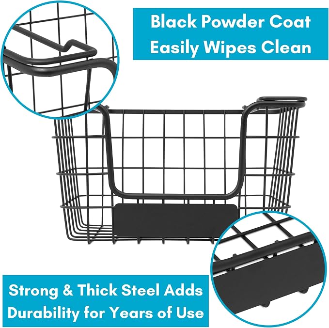 BIRDROCK HOME Stacking Wire Market Baskets - Image 7