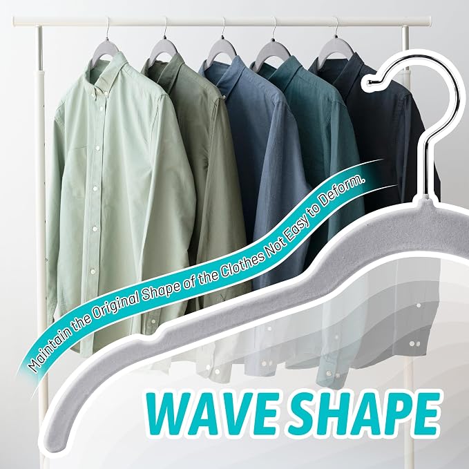 Premium Velvet Shirt Hangers 30 Pack, Space-Saving Non-Slip Felt Hanger - Image 4