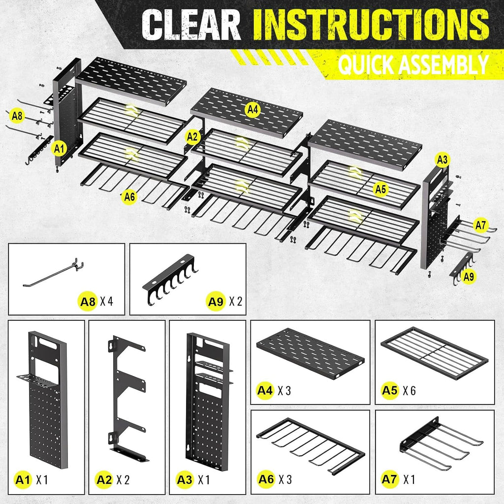 49.8" Power Tool Organizer Wall Mount,Holds 14 Cordless Drills