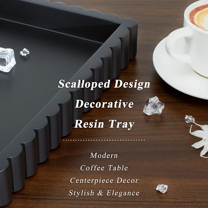 YMXYJM-Scalloped Coffee Table Tray，Ottoman Tray - Image 2