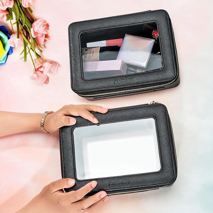 Aveniee Clear Makeup Bag Set, Portable Travel Toiletry Bag Cosmetic Case - Image 4