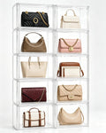 10 Pack Clear Purse Handbag Organizer, Stackable Acrylic Display Case