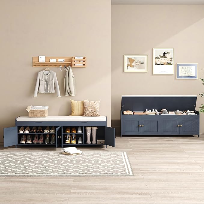 HOMEFORT 54.4" Shoe Bench with Lift Top Storage, Entryway Bench with Cushioned - Image 5