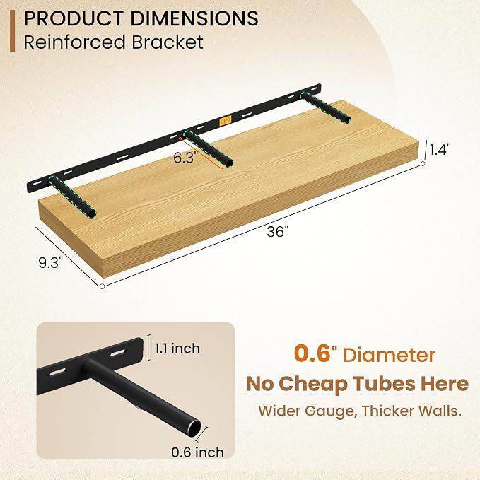 Fun Memories Floating Shelves 36 Inch Long, 9.3Inch Deep Floating Shelves - Image 3
