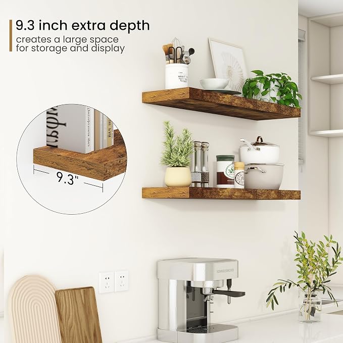 Fun Memories 36Inch Floating Shelves, 9.3Inch Deep Rustic Wall Shelves - Image 6