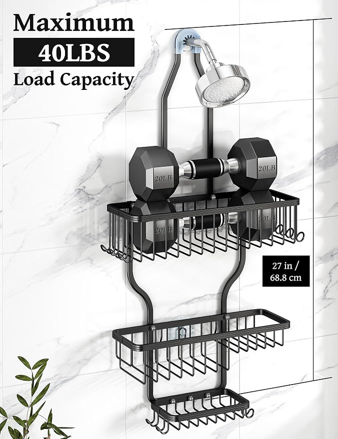 YASONIC Shower Caddy Over Shower Head Never Rust Aluminum Large Hanging Shower - Image 4