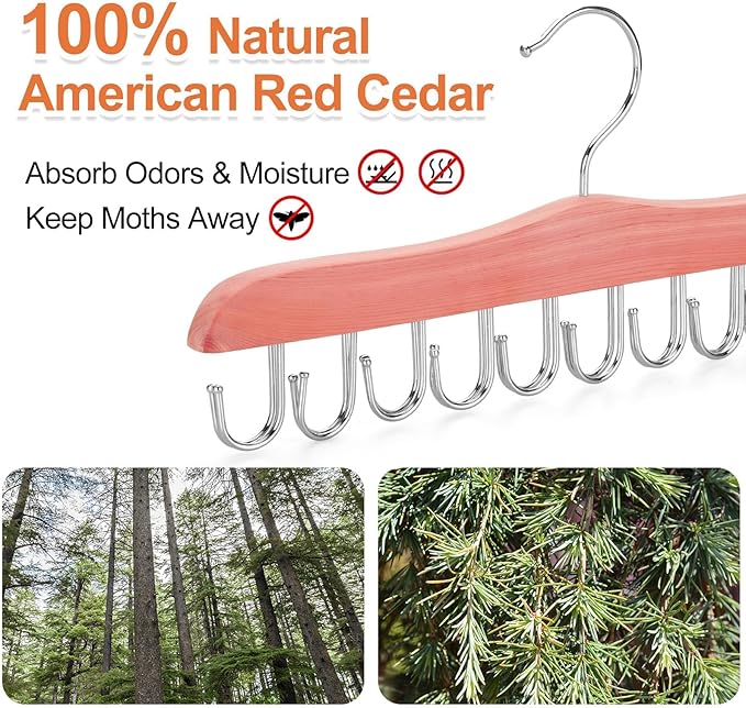 TOPIA HANGER Belt Hanger for Closet, Cedar Wooden Hangers - Image 3