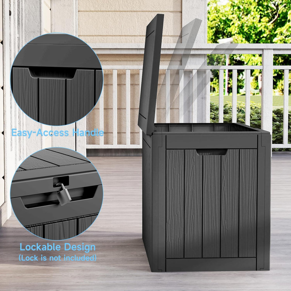 35 Gallon Outdoor Deck Box, Lockable Waterproof Outdoor Storage Boxes