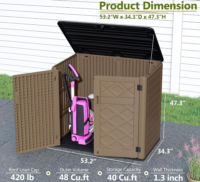 HOMSPARK Storage Shed Weather Resistance, Horizontal Storage Shed - Image 3