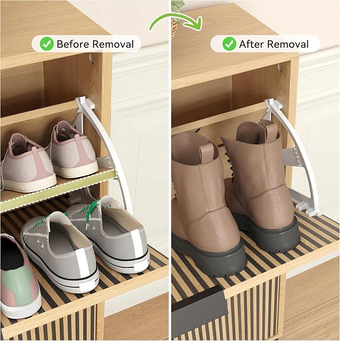 Shoe Cabinet with 4 Flip Drawers Set of 2, Narrow Wood Shoe Cabinet Storage - Image 3