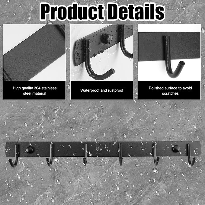 2 Pack Coat Rack Wall Mount, 12.6 in Wall Hooks - Image 3