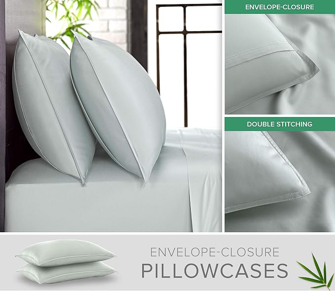 Queen Pillowcases by Pure Bamboo, Genuine 100% Organic Viscose Derived from - Image 2