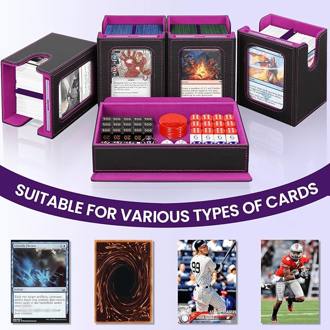 Card Deck Box for MTG with Commander Display, 5 in 1 Card Storage Box Fits 400+ - Image 7
