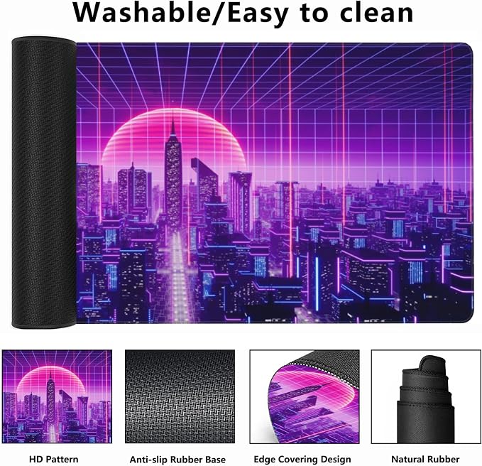 Desk Mat, Cyberpunk Gaming Mouse Pad, XXL Extended Mouse Pad Mat - Image 2