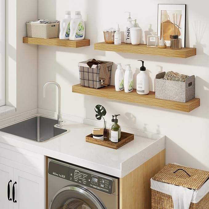 fuqing Floating Shelves for Wall, Wall Mounted Wood Floating Shelf - Image 4