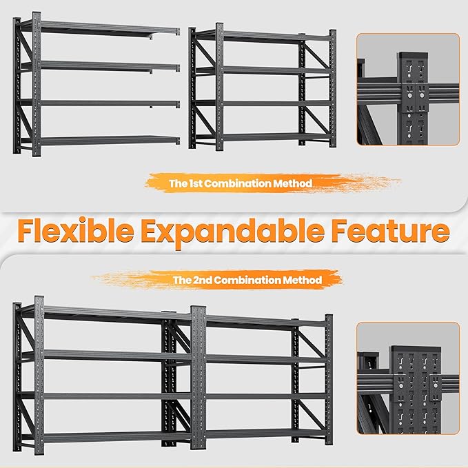 79”W Garage Shelving Heavy Duty, 7000LBS Metal Storage Shelves, 24” Deep - Image 6