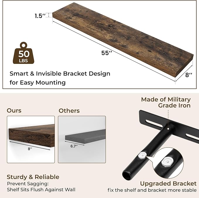 RICHFOCUS 55Inch Floating Shelves - Image 3