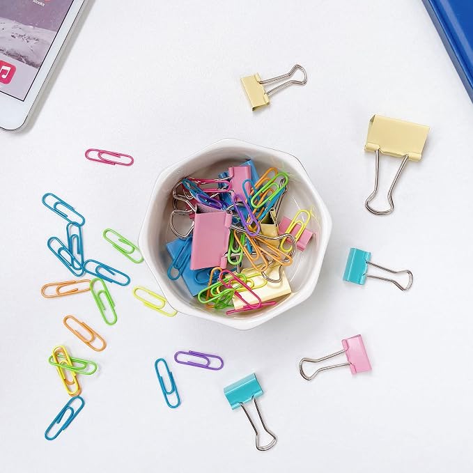 Ceramic Paper Clip Holder Gold Line Paper Clip Dispenser Organizer - Image 7