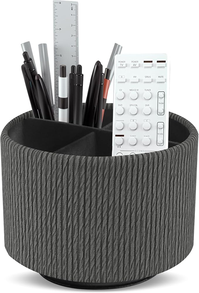 Round Leather Art Supply Organizer, Remote Control Holder, 360 Degree Spinning by Unknown