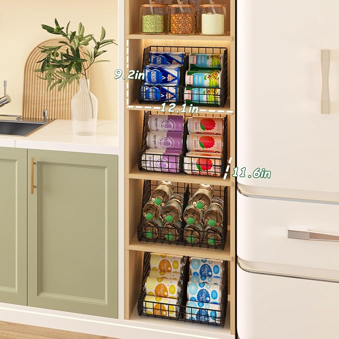 Stackable Soda Can Organizer Stores Up to 72 Cans, 4-Tier Kitchen Can Holders - Image 8