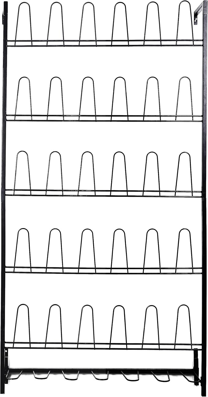 MyGift Modern Matte Black Metal Hanging Shoe Rack - Image 5