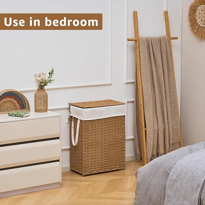Slim Wicker Laundry Hamper - Image 7