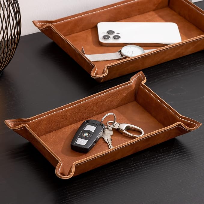 Navaris Faux Leather Tray Set - Image 3