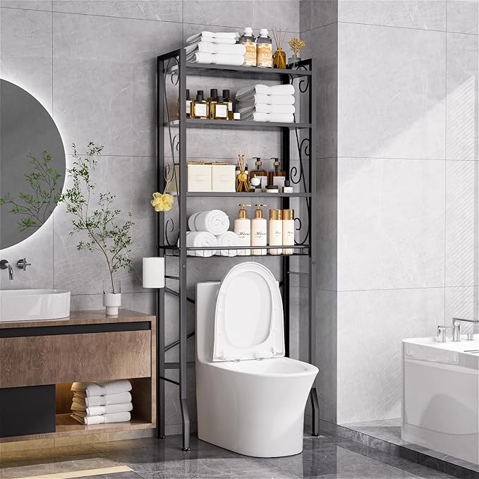 Over-The-Toilet Storage Rack 4-Tier, Bathroom Organizer Shelf Over Toilet by Axdtvoz