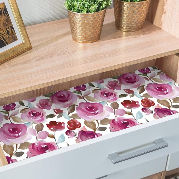 HAOKHOME Shelf Liner and Cabinet Liner Floral, Self-Adhesive Drawer Liners - Image 3