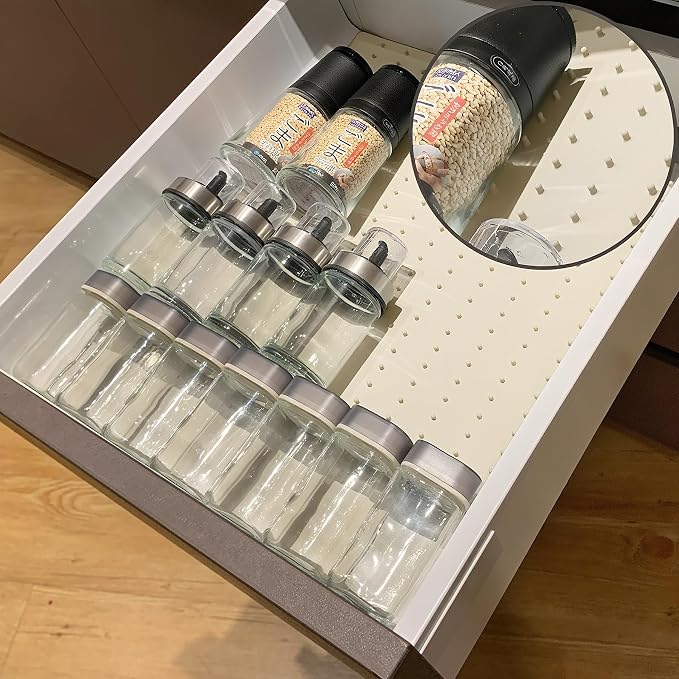 Gosmol Spice Drawer Organizer insert, Adjustable & Non-Slip Silicone Spice by Gosmol