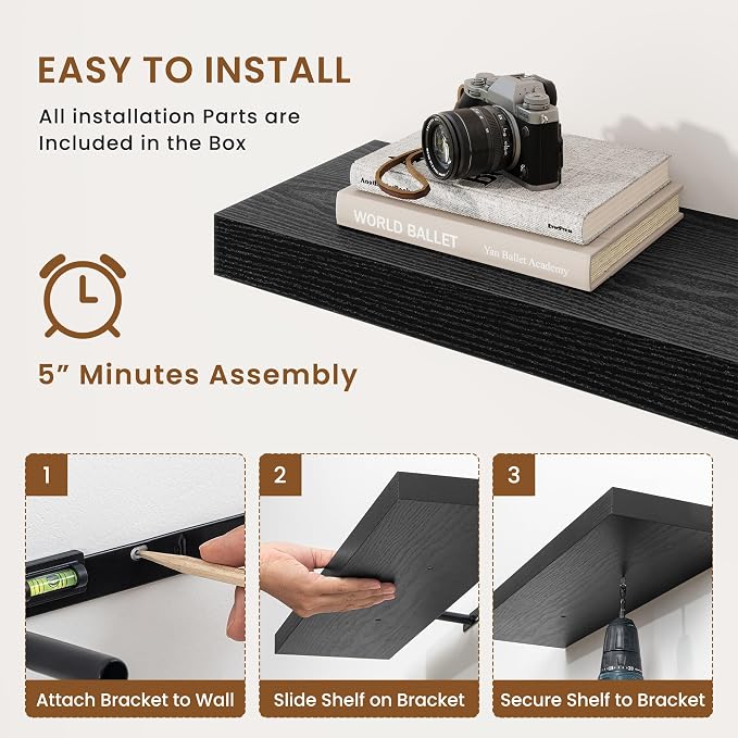 fuqing Floating Shelves for Wall, Wall Mounted Wood Floating Shelf - Image 6