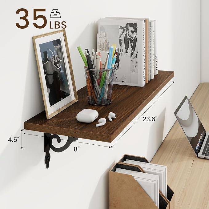 RICHFOCUS Floating Shelves for Wall Decor, 24Inch Shelves Set of 2, 24W x 8D - Image 3