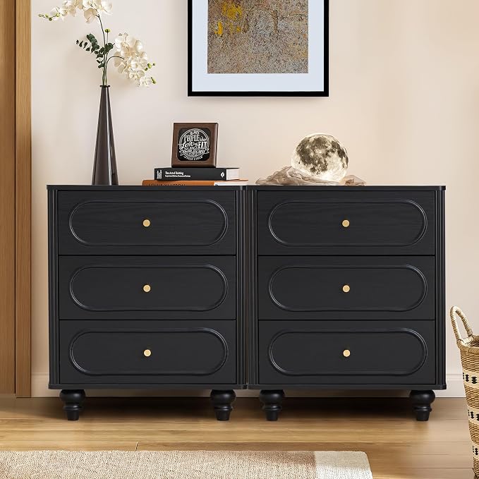 Fluted 3 Drawer Dresser for Bedroom, Modern Mid Century Chest of Drawers - Image 6