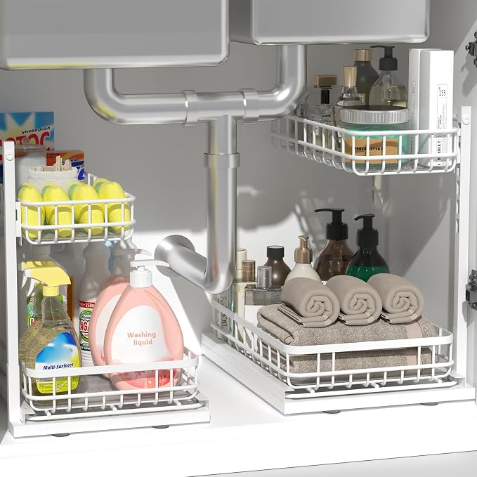 Under Sink Organizer, Adjustable Height Pull-Out Kitchen Storage Organization - Image 3