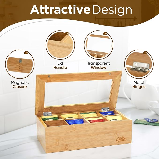 Fuller Bamboo Tea Box Organizer - Image 4