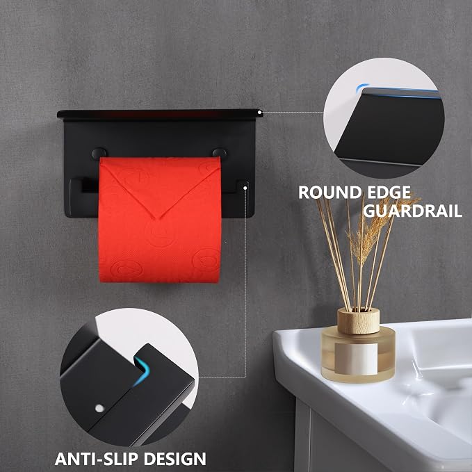 LANC Matte Black Toilet Paper Holder - Image 4