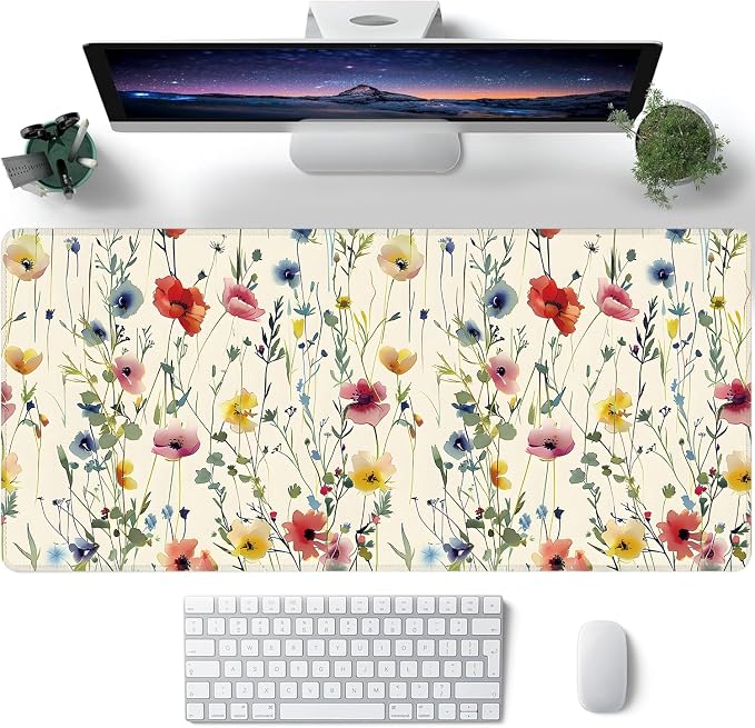Wild Flowers Large Mouse Pad, Gaming Keyboard Desk Pad, Extended Mouse Mat - Image 2